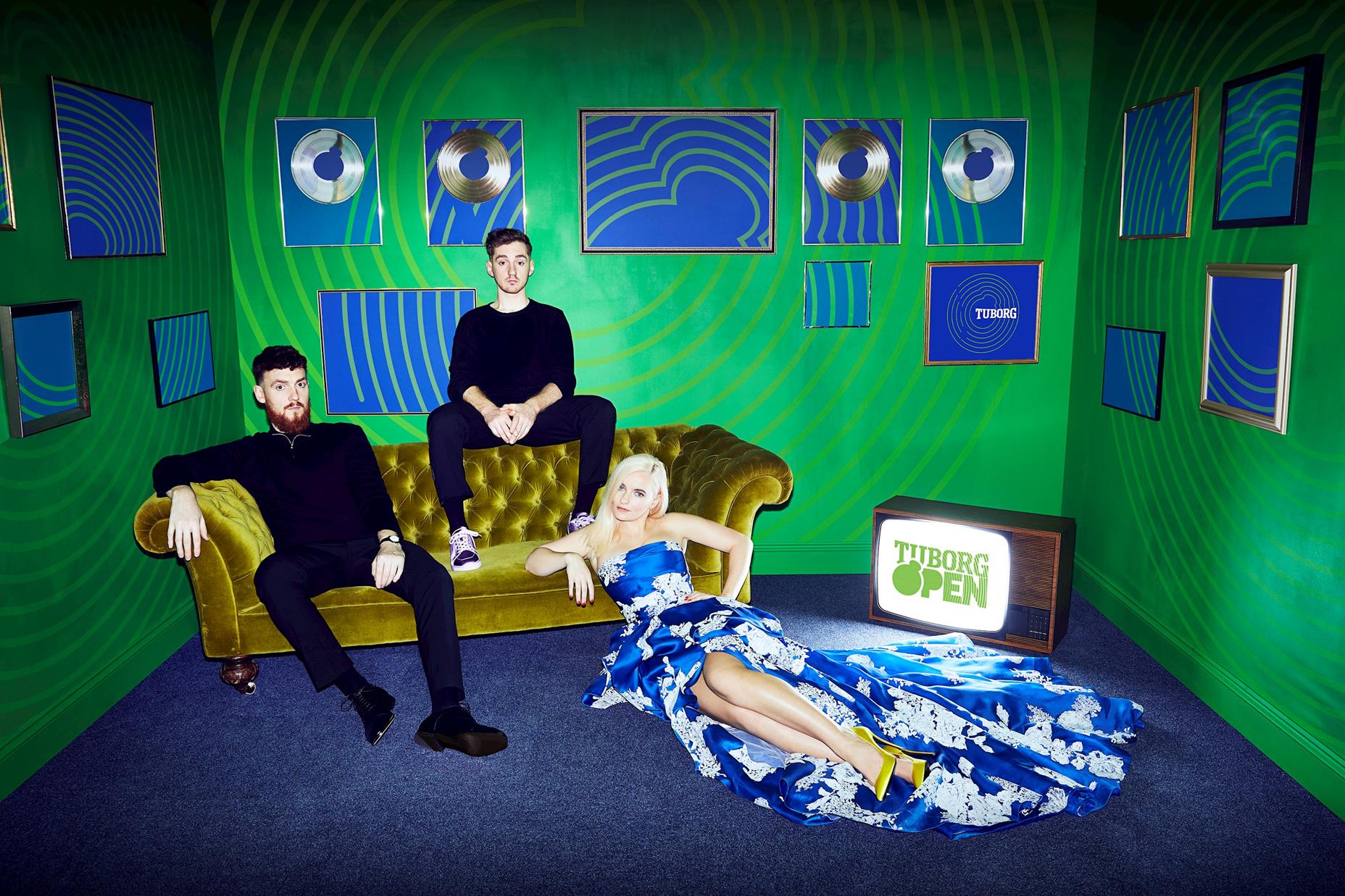 clean bandit band on sofa at a sofatable